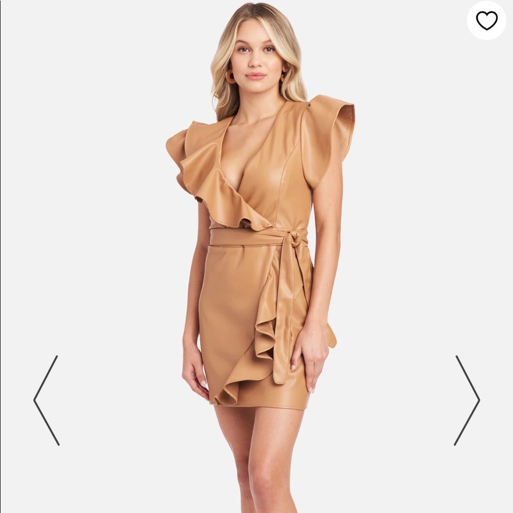 bebe Ruffle Faux Leather Dress